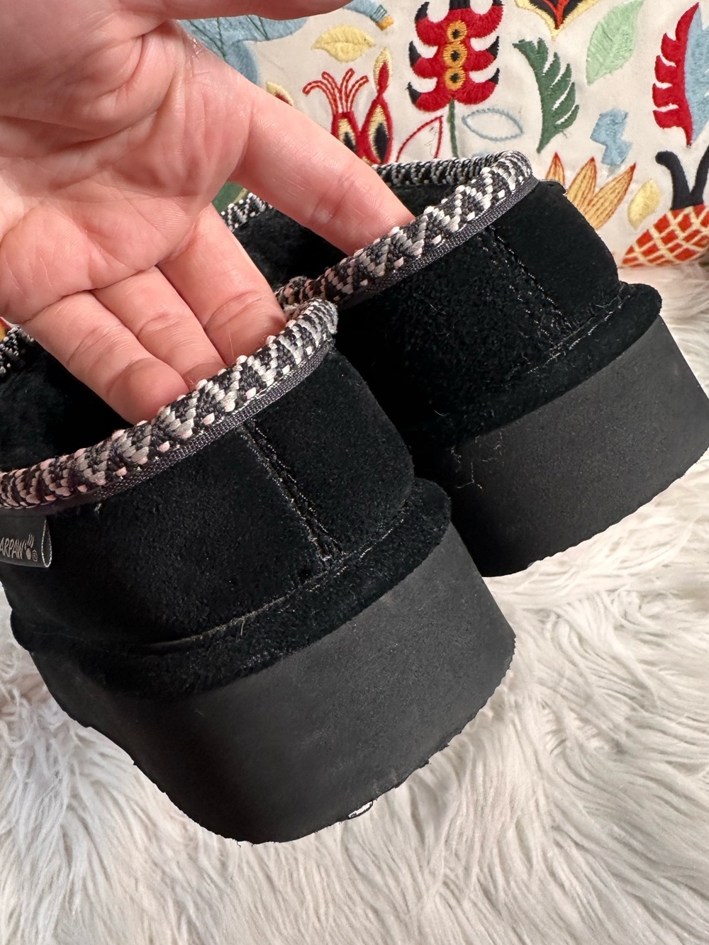 Bearpaw • Martis Platform Leather & Wool Slippers - Picture 9 of 14
